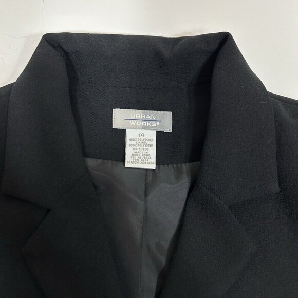 Urban Works Women 2pc Black Button Up Pants Suit Set Blazer 14 Pants 12 Lined - Picture 3 of 12